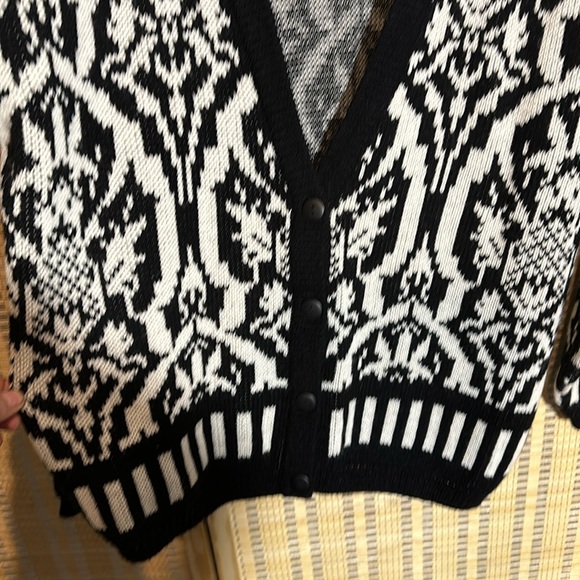 Jamie Scott Vintage 1990s Y2K Black White William Morris Pattern Cardigan Small - Picture 7 of 16